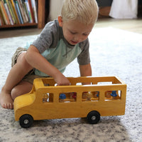 Amish-Made Wooden School Bus Toy, Child Safe Finish - BIG FRENCHIES