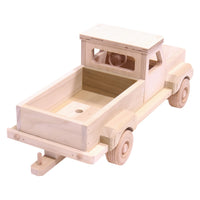 Amish-Made Wooden Pickup Truck Toy with Hitch, Unfinished - BIG FRENCHIES
