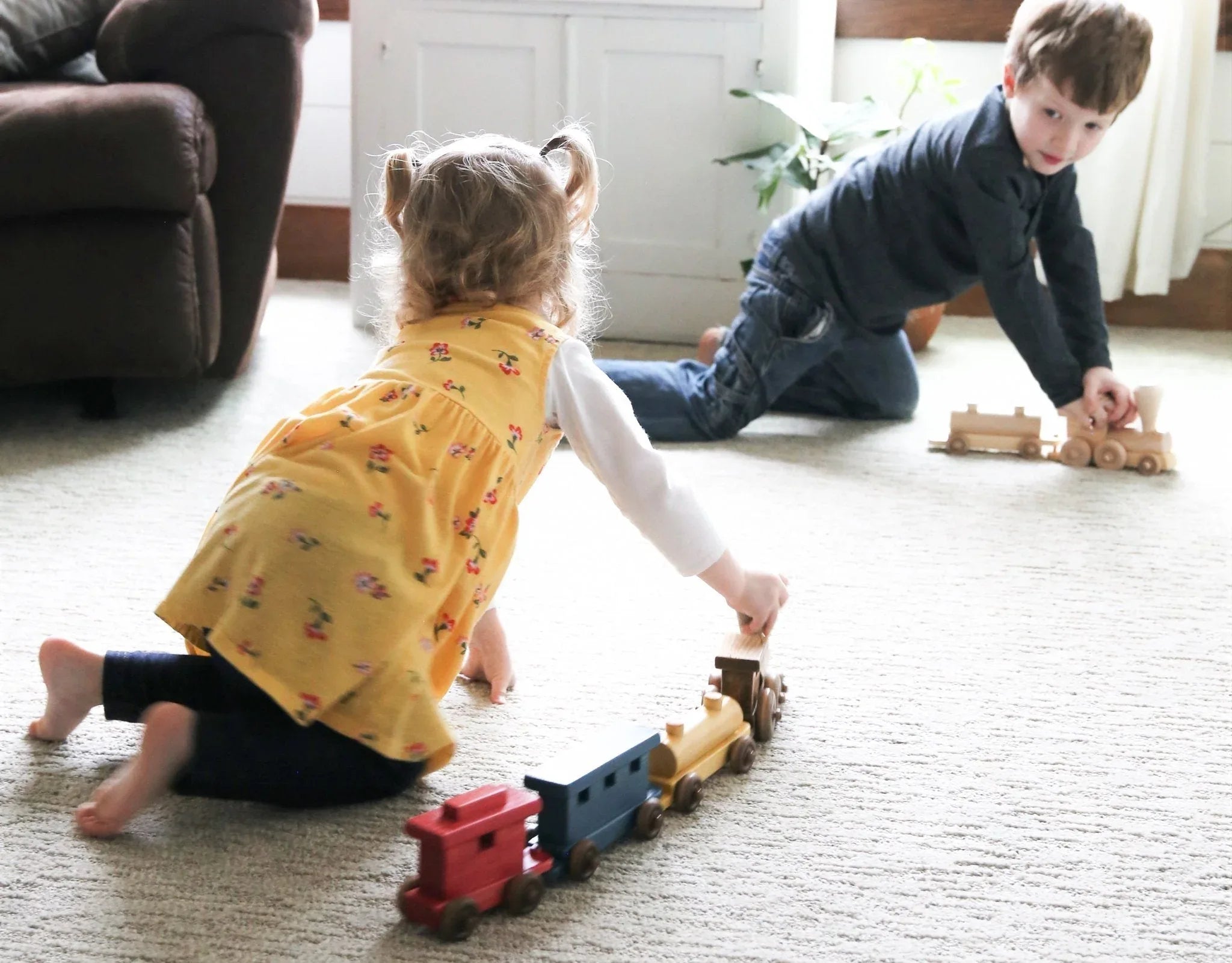 Wooden Toy Train Play Set, 24" Long, Kid-Safe Finish, Amish-Made - BIG FRENCHIES