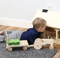 Amish-Made Wooden Toy Tractor & Hay Wagon Set with Hay Bales - BIG FRENCHIES