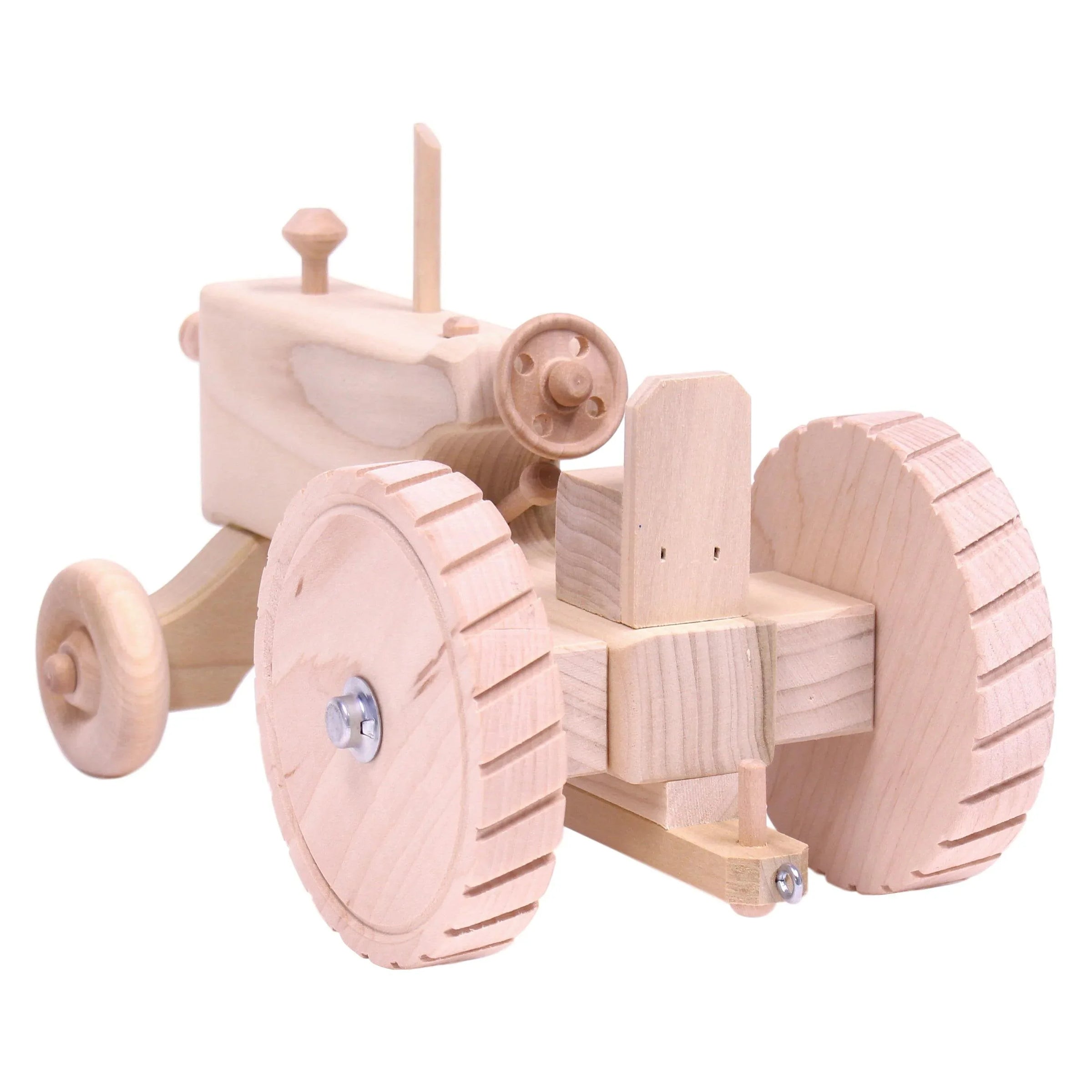 Amish-Made Wooden Toy Tractor With Hitch, Unfinished - BIG FRENCHIES
