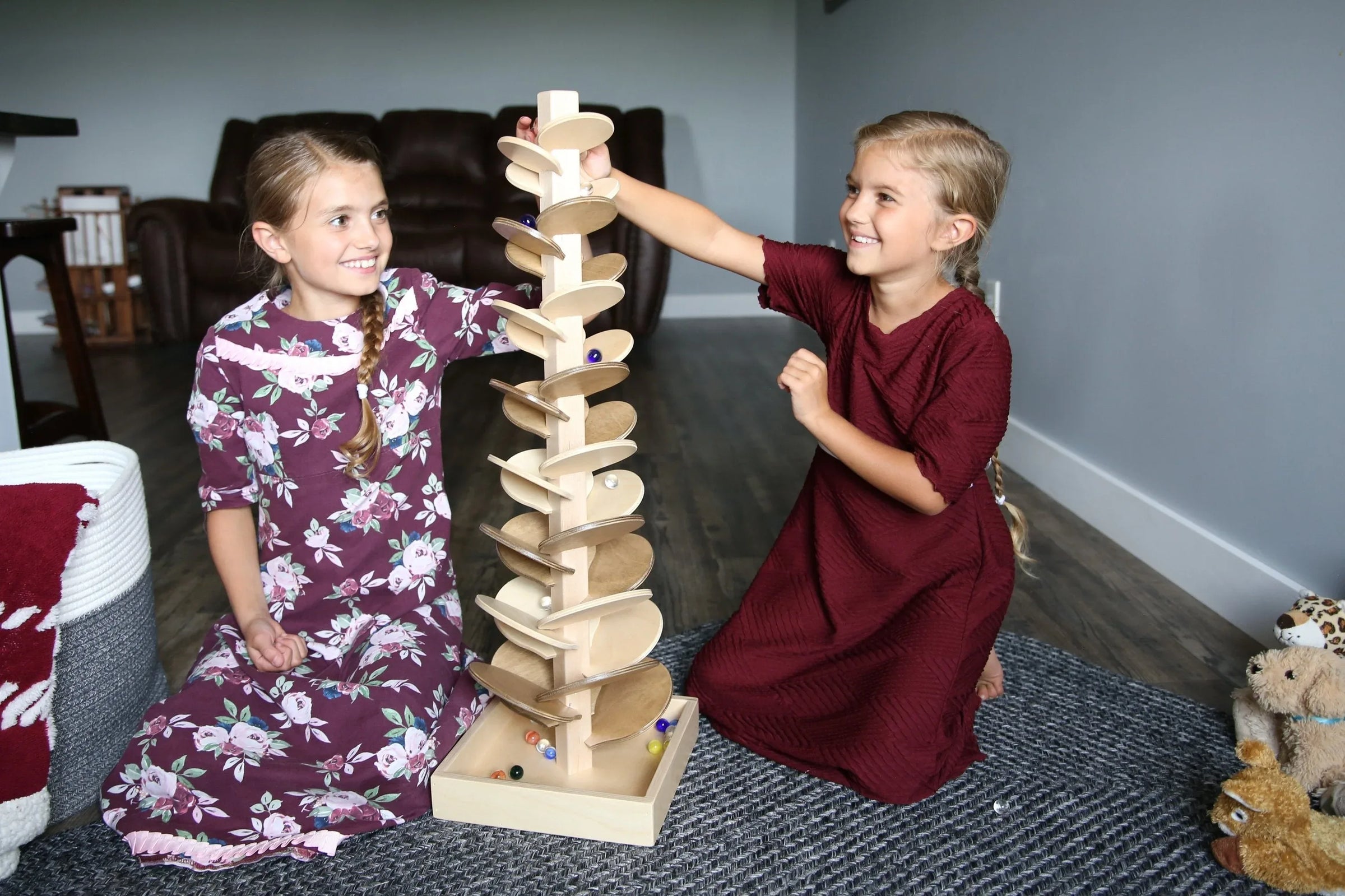 Marble Tree Wooden Toy - Child-Safe Finish - Pack of Marbles Included - BIG FRENCHIES