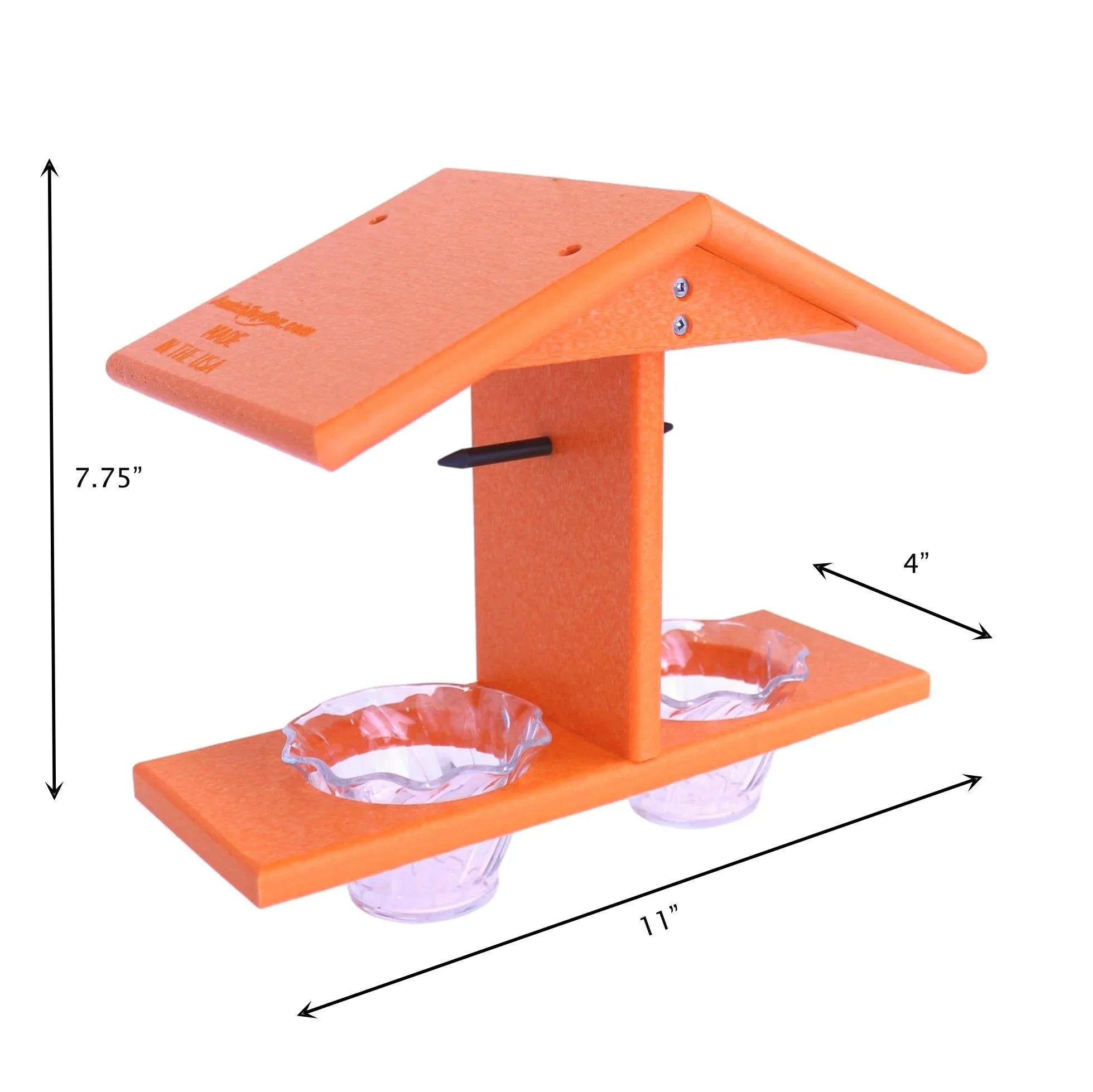 AmishToyBox.com Oriole Bird Feeder, Double-Cup Jelly Oriole Feeder with Pegs for Orange Halves - BIG FRENCHIES