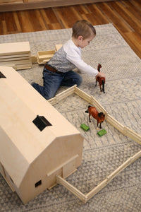 Amish-Made Large Wooden Hip-Roof Barn Toy, Unfinished - BIG FRENCHIES