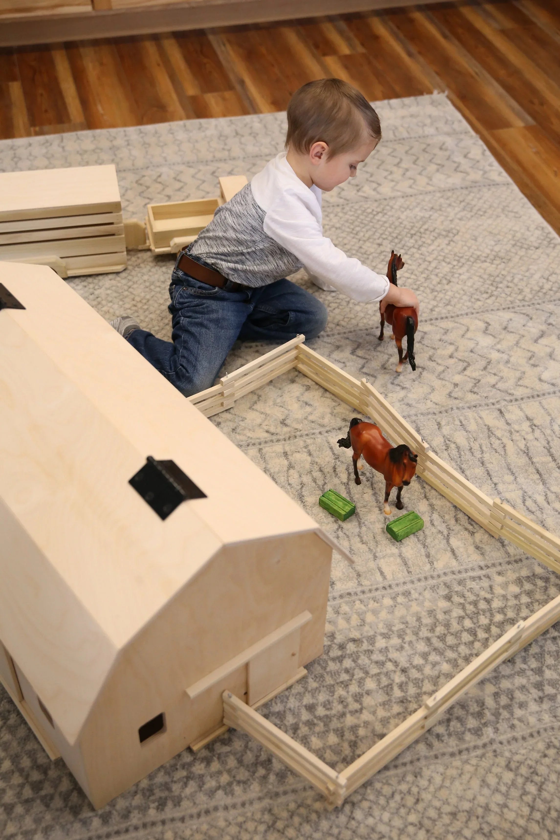 Amish-Made Large Wooden Hip-Roof Barn Toy, Unfinished - BIG FRENCHIES