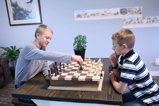 Deluxe Chess/Checkers Wooden Game Board Set - with Pullout Drawer - BIG FRENCHIES