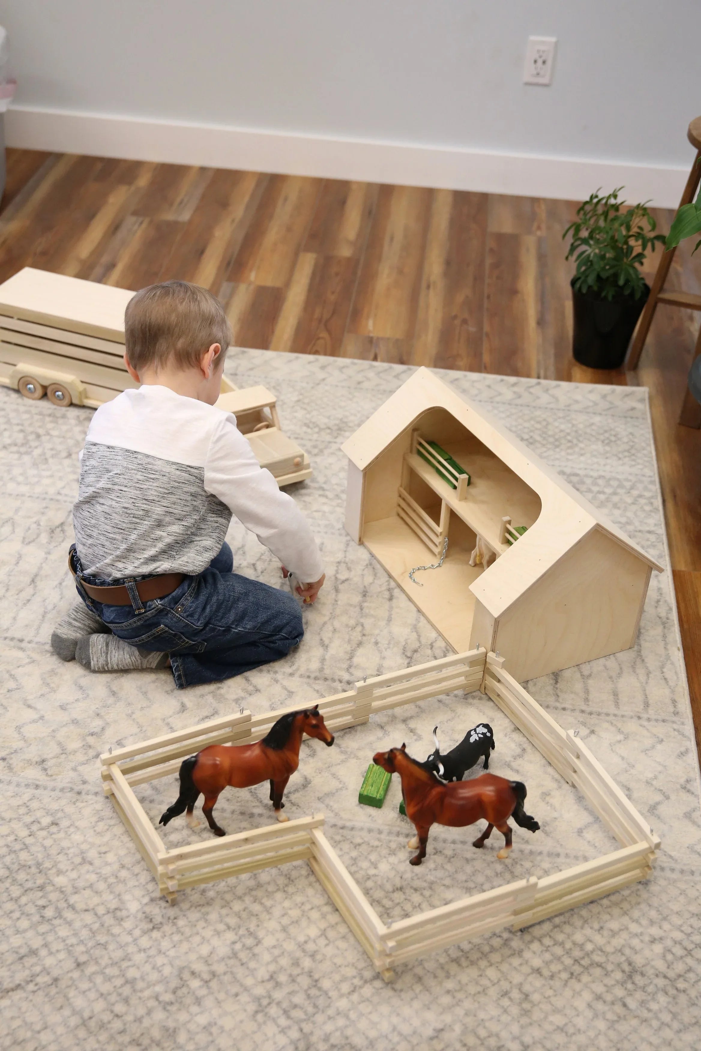 Wooden Folding Corral Fence Toy, Amish-Made, Unfinished Wood - BIG FRENCHIES