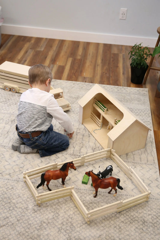 Wooden Folding Corral Fence Toy, Amish-Made, Unfinished Wood - BIG FRENCHIES