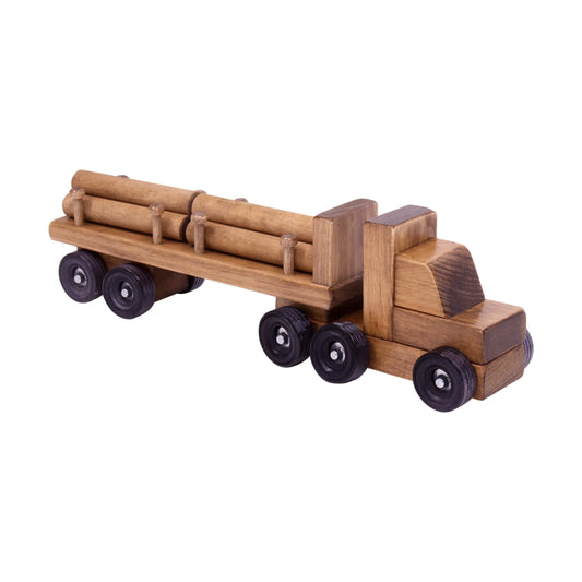 Amish-Made Wooden Log Semi Truck Toy, With Removable Logs - BIG FRENCHIES