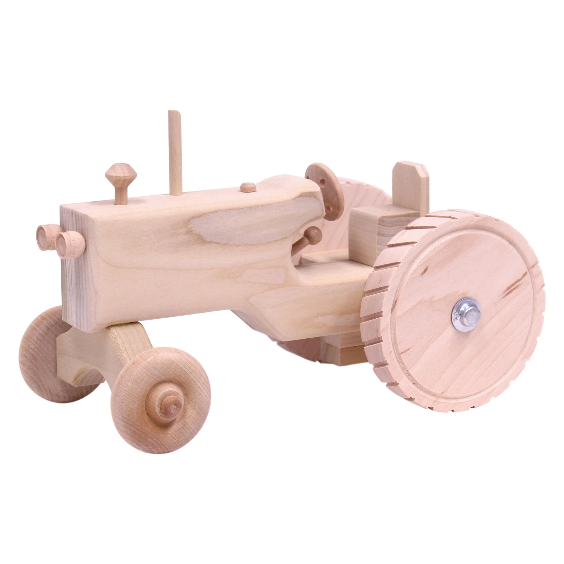 Amish-Made Wooden Toy Tractor With Hitch, Unfinished - BIG FRENCHIES