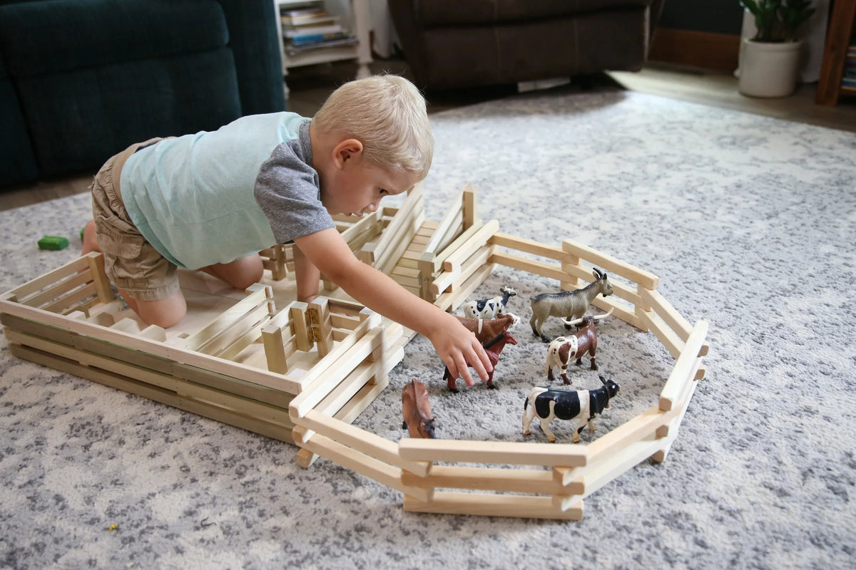 Wooden Folding Corral Fence Toy, 68" Long, Amish-Made Quality - BIG FRENCHIES