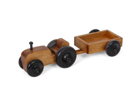 Amish-Made Wooden Small Toy Tractor and Wagon Set - BIG FRENCHIES