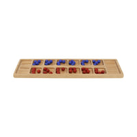 Solid Oak Wood Mancala Board Game Set With Marbles, Amish-Made