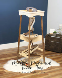 Pyramid Marble Tower Run Wooden Toy, 39" High, Marbles Included - BIG FRENCHIES