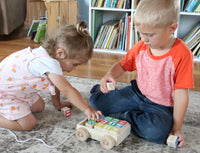 Amish-Made Wooden ABC Block Toddler Pull-String Wagon Toy - BIG FRENCHIES