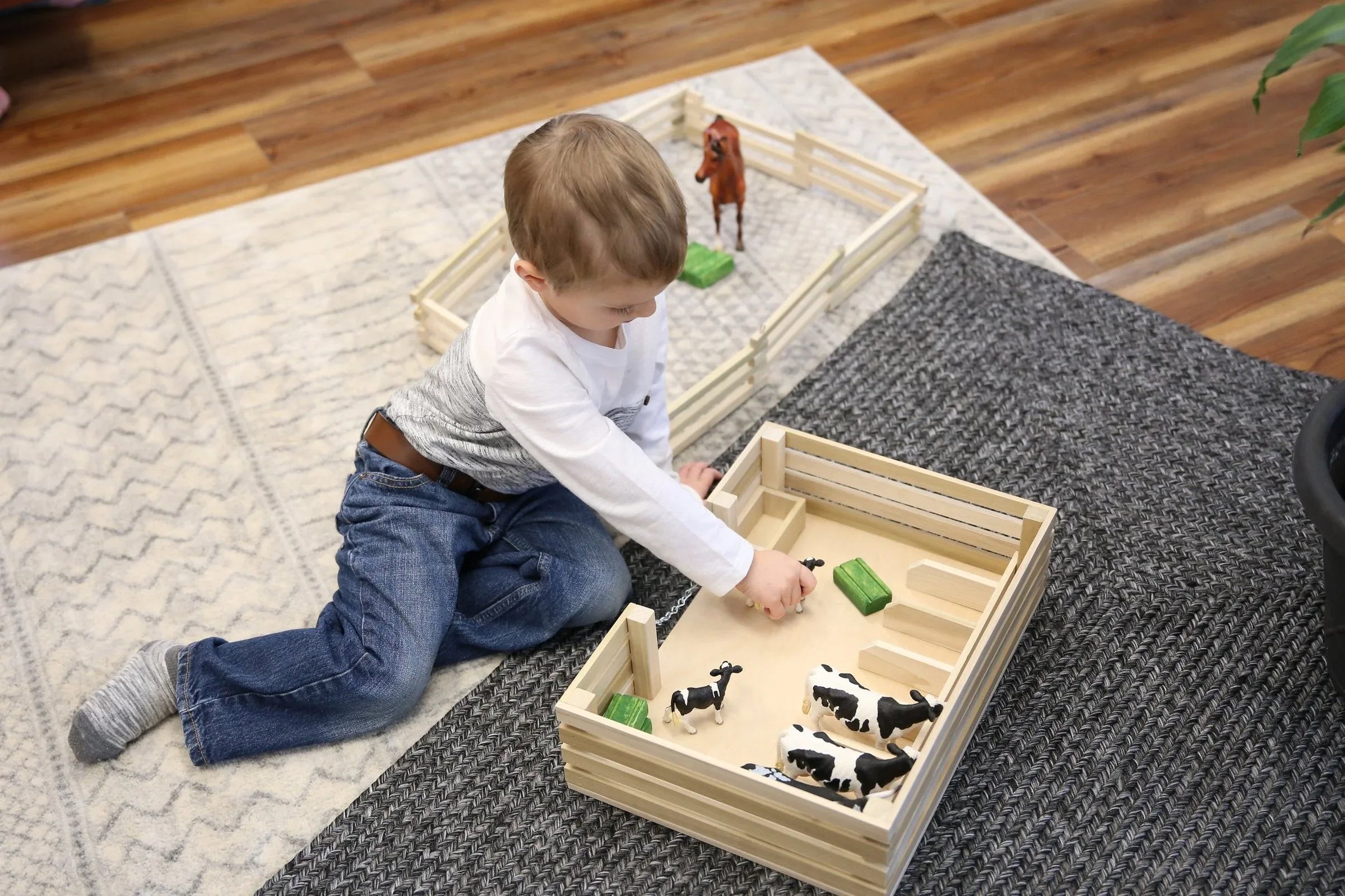 Amish-Made Wooden Mini Stockyard Toy, with 7 Stalls - BIG FRENCHIES