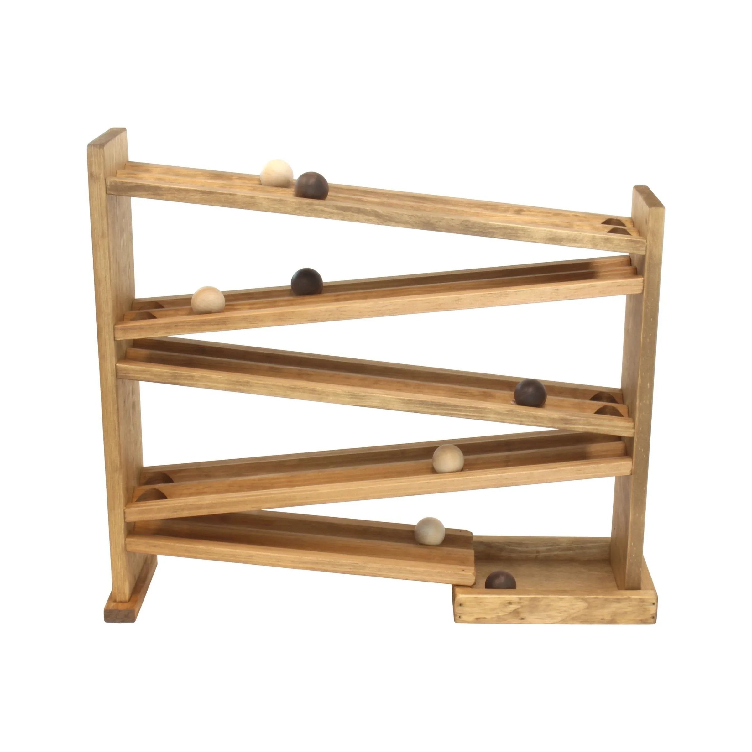 Wooden Ball Roller Racetrack Toy, Amish-Made, with 8 Wooden Balls - BIG FRENCHIES