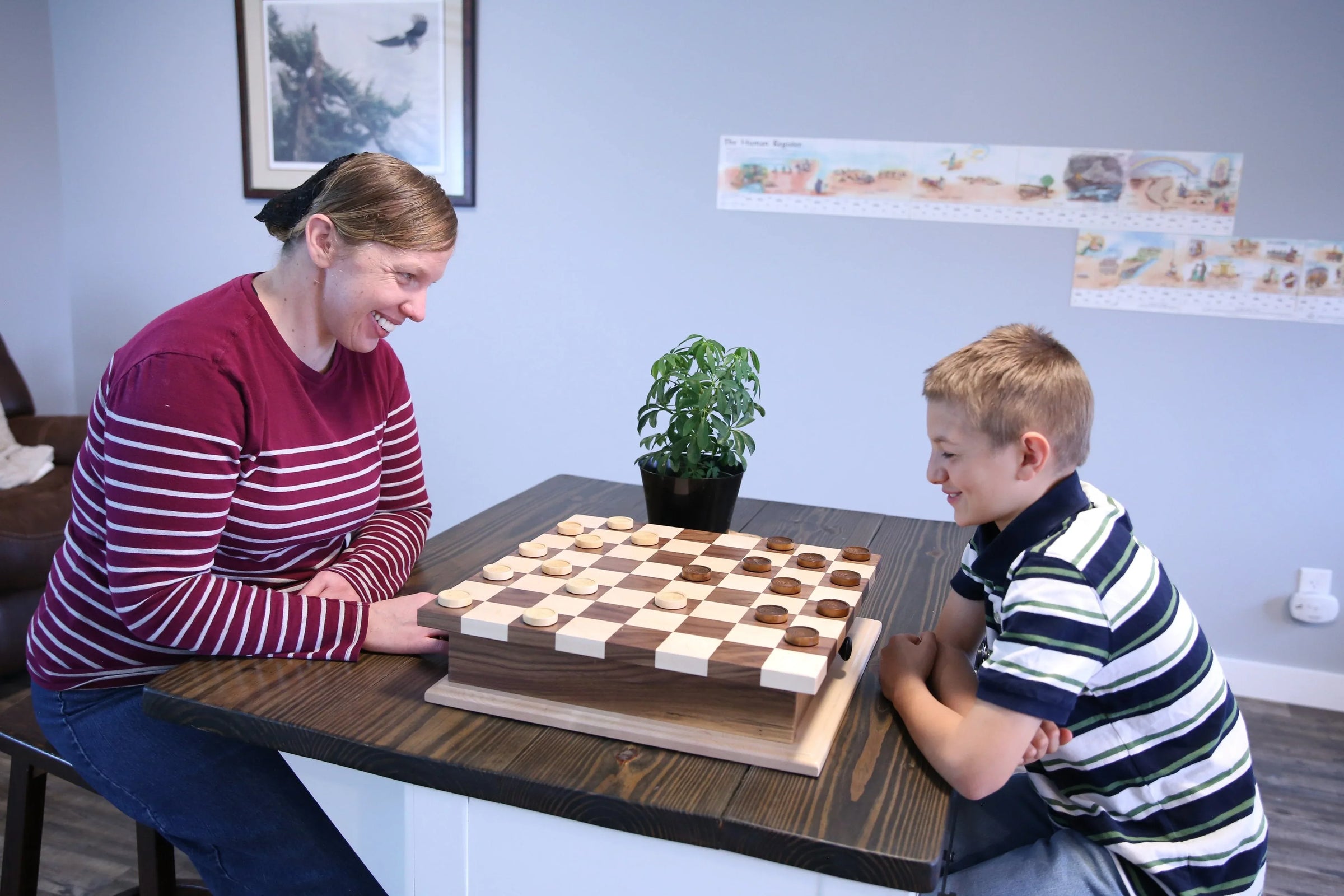 Deluxe Chess/Checkers Wooden Game Board Set - with Pullout Drawer - BIG FRENCHIES