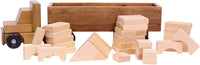 Large Semi Truck and Trailer Wooden Toy Set - with 30 Building Blocks - BIG FRENCHIES
