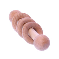Amish-Made Wooden 3-Ring Baby Rattle Toy - Unfinished Wood - 3-4" Long - BIG FRENCHIES