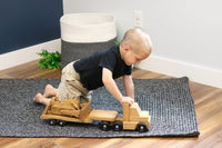 Amish-Made Wooden Toy Truck & Low Boy Flatbed Trailer with Bulldozer Set - BIG FRENCHIES