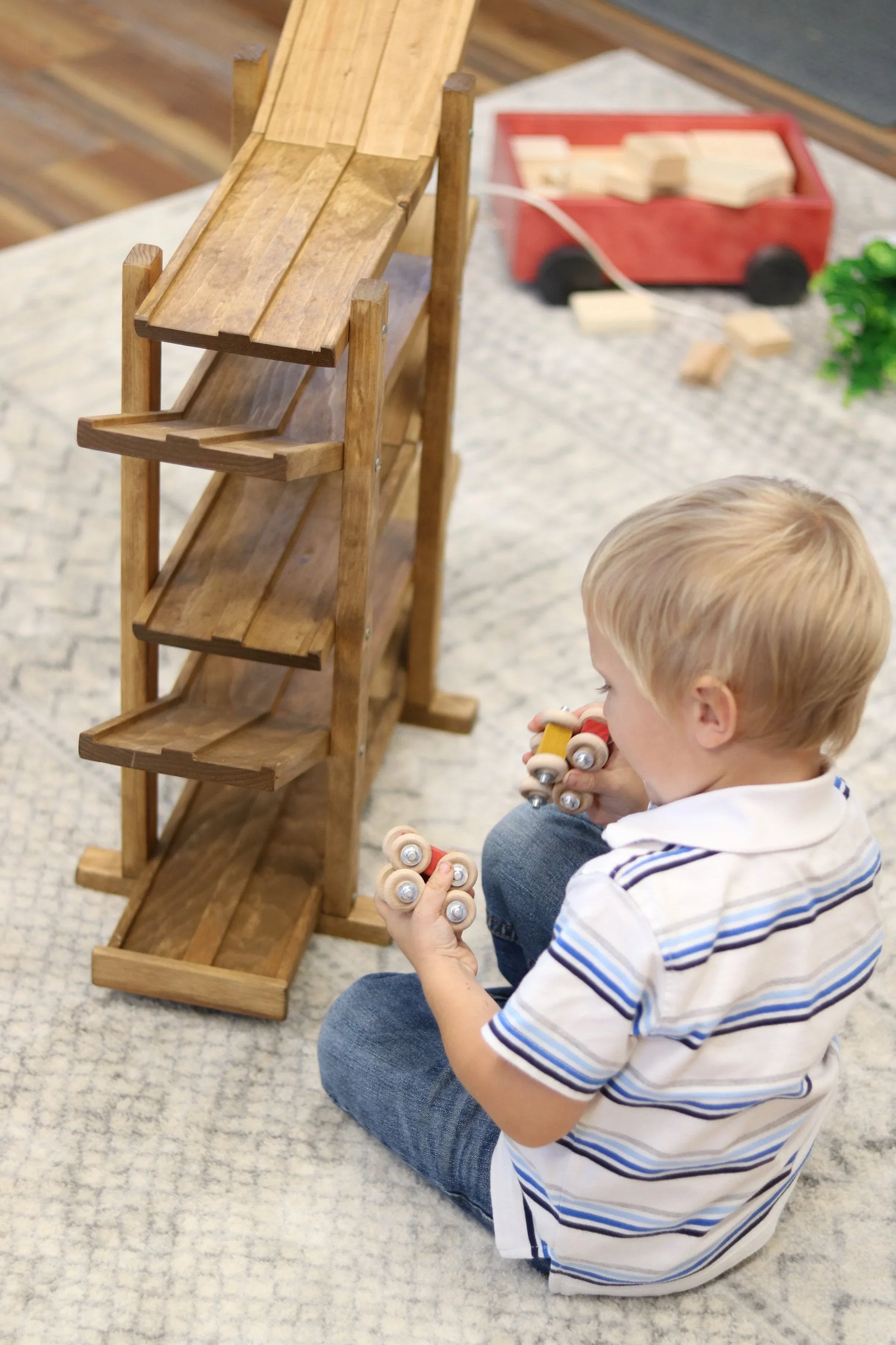 Amish-Made, Handcrafted Wooden Car Roller Racetrack Action Toy - BIG FRENCHIES
