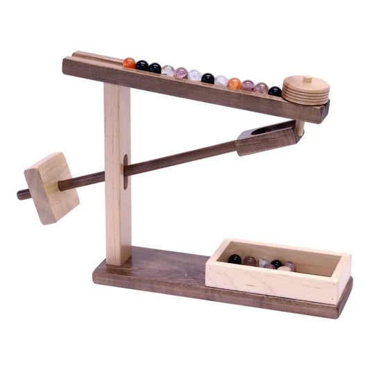 Amish-Made Wooden Marble Roller Machine Toy, Child-Safe Maple/Walnut Finish - BIG FRENCHIES