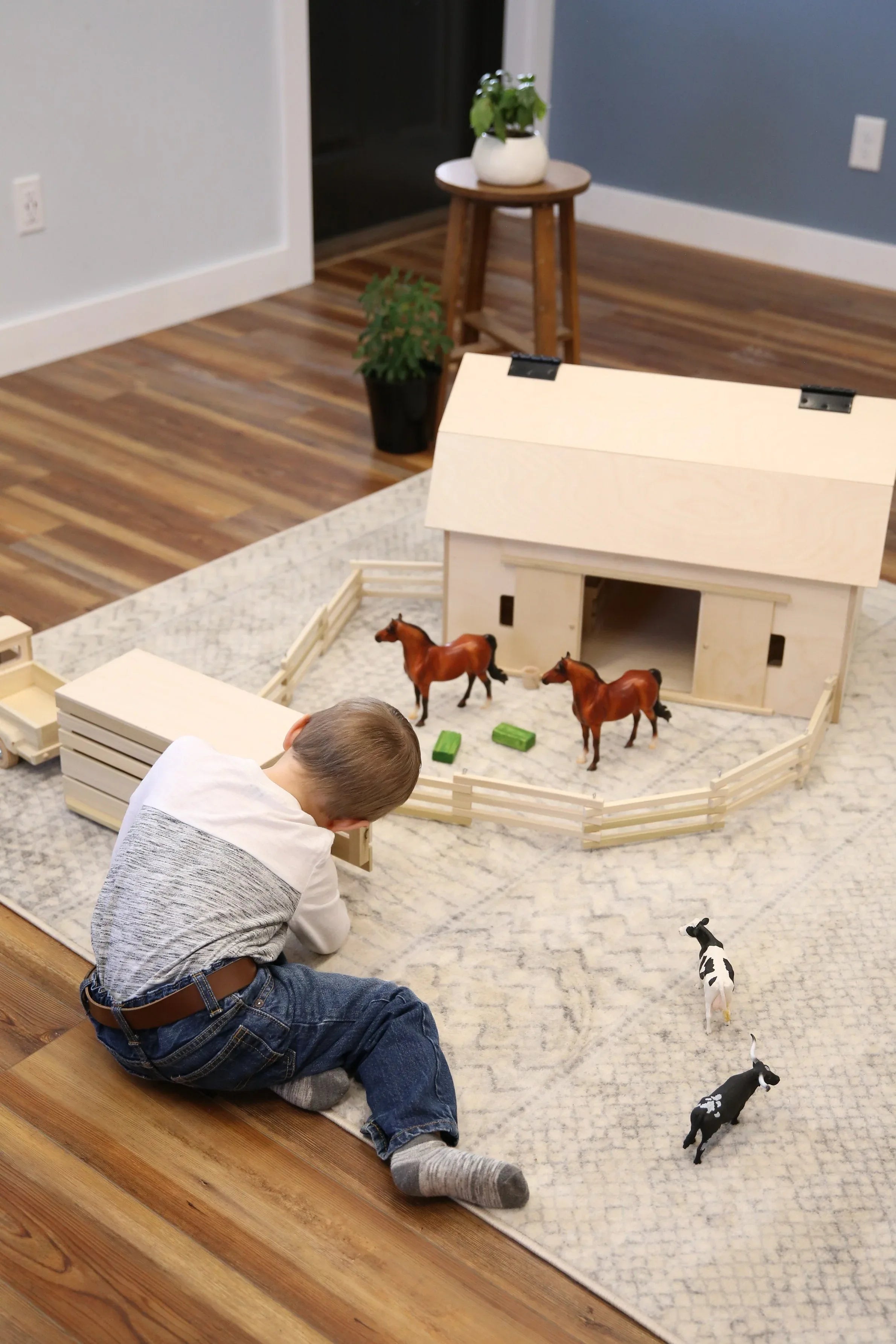 Amish-Made Large Wooden Hip-Roof Barn Toy, Unfinished - BIG FRENCHIES