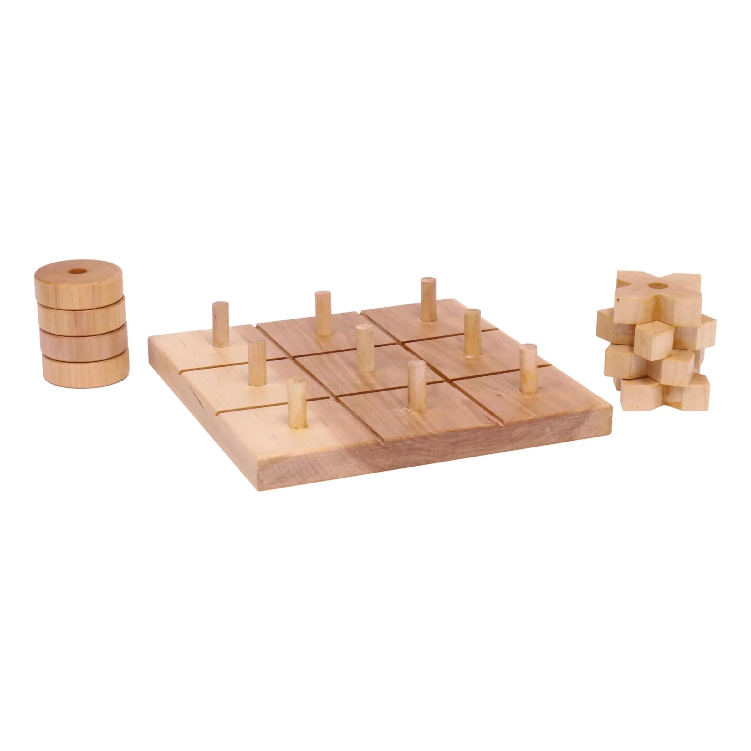 Wooden Tic Tac Toe Game With 8 Wooden X and O Game Pieces, Amish Made - BIG FRENCHIES