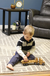 Amish-Made Wooden Log Semi Truck Toy, With Removable Logs - BIG FRENCHIES