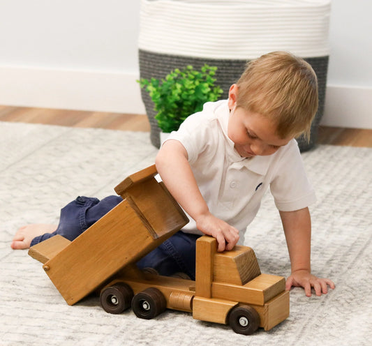 Amish-Made Wooden Toy Dump Truck, Kid-Safe Finish - BIG FRENCHIES