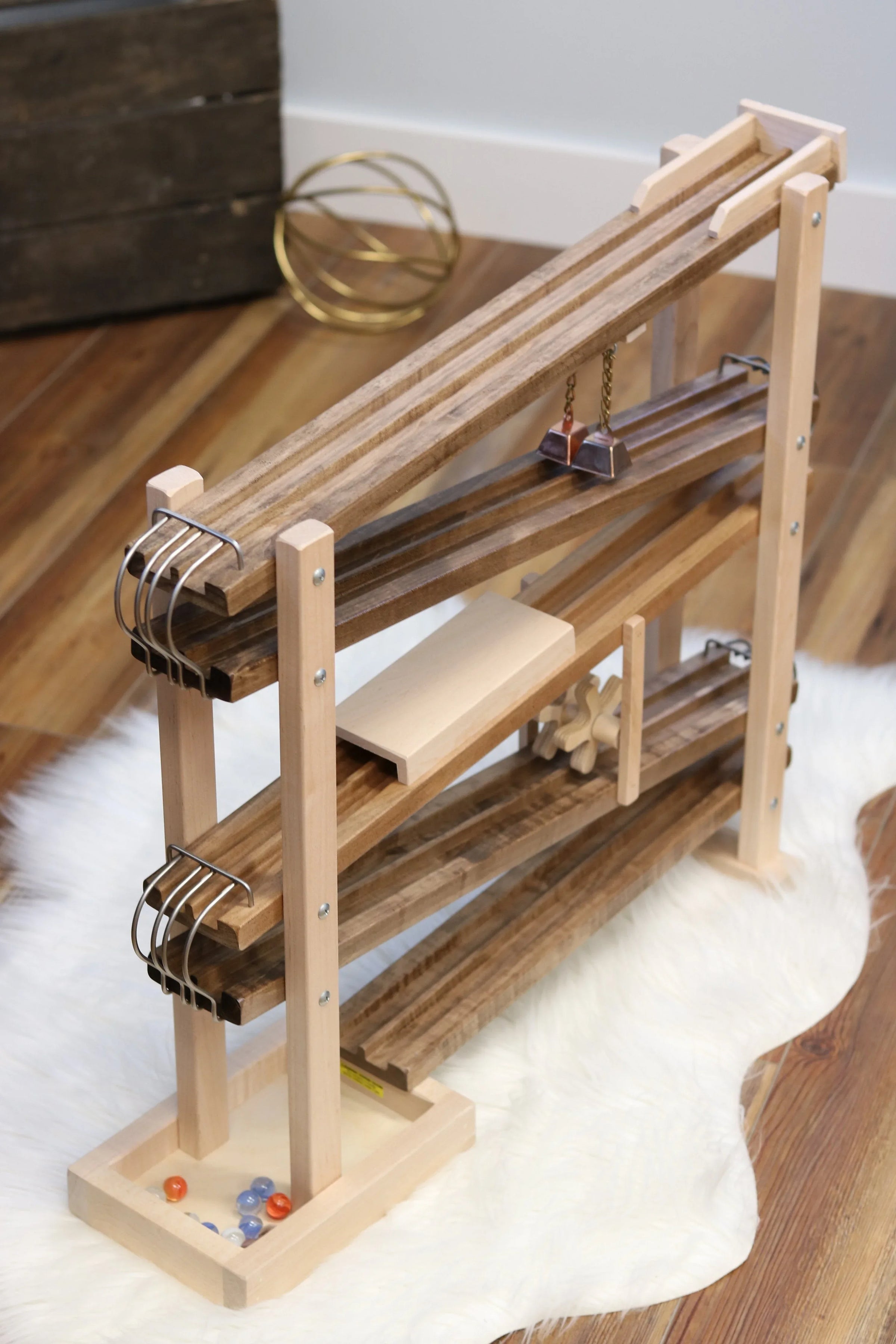 Amish-Made Deluxe Wooden Marble Flyer Racetrack Toy - BIG FRENCHIES