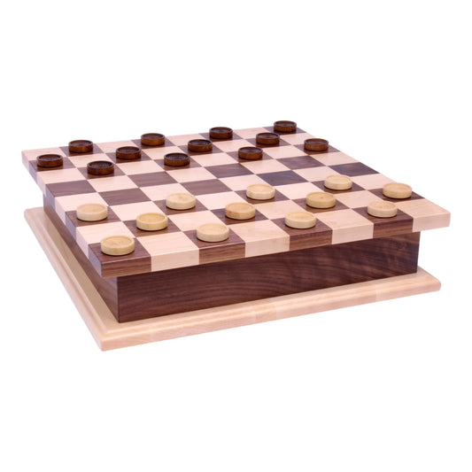 Deluxe Chess/Checkers Wooden Game Board Set - with Pullout Drawer - BIG FRENCHIES