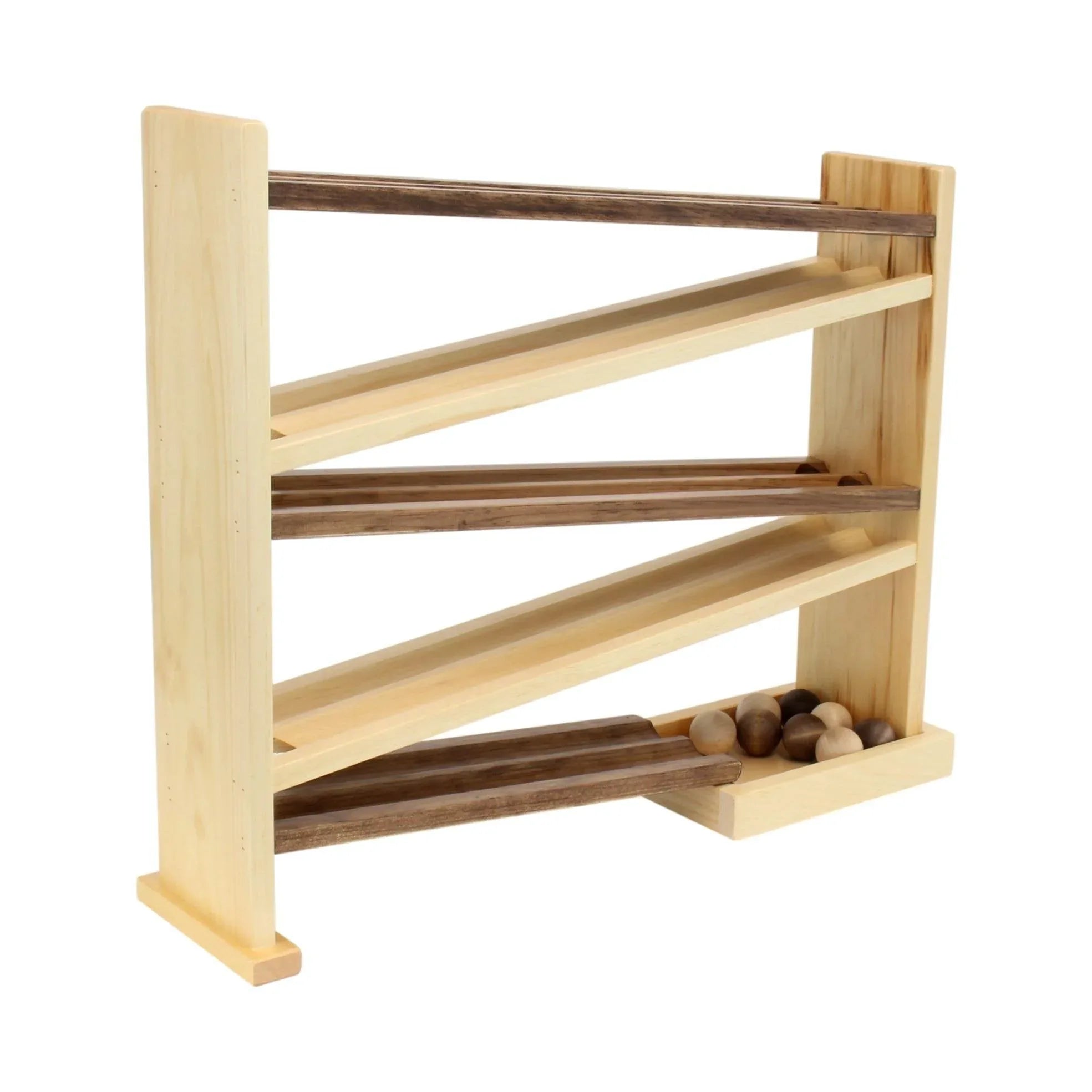 Wooden Ball Roller Racetrack Toy, Amish-Made, with 8 Wooden Balls - BIG FRENCHIES