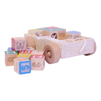 Amish-Made Wooden ABC Block Toddler Pull-String Wagon Toy - BIG FRENCHIES