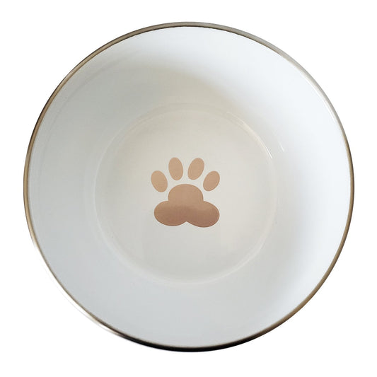 Deep Dog Bowl with Paw Print Design – Stainless Steel Bowl, Ideal for Small, Medium to Large Dogs – Rose Gold - BIG FRENCHIES