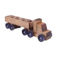 Wooden Barrel Truck Toy With Removable Wood Barrels, Child-Safe Harvest Stain Finish - BIG FRENCHIES