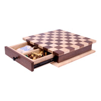 Deluxe Chess/Checkers Wooden Game Board Set - with Pullout Drawer - BIG FRENCHIES