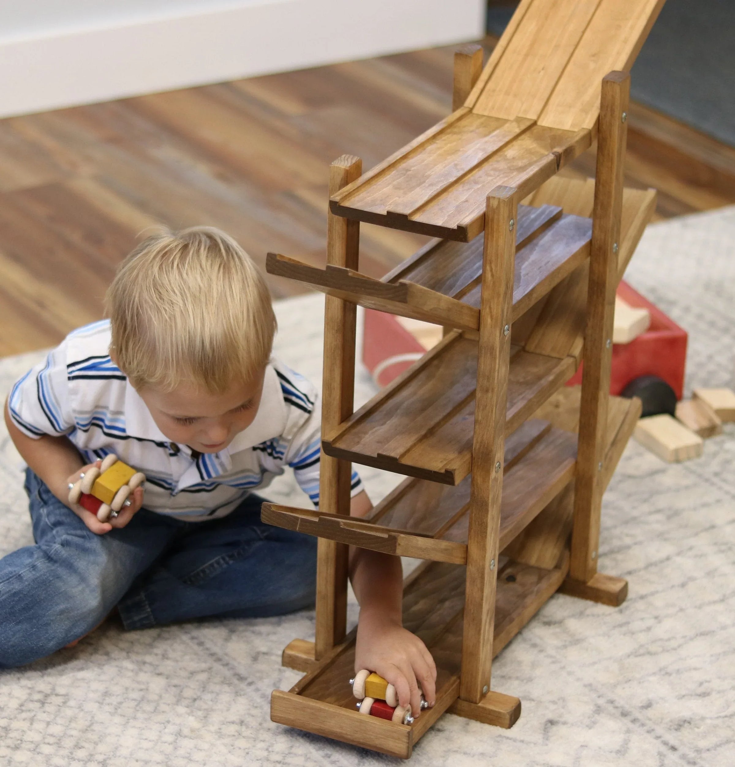 Amish-Made, Handcrafted Wooden Car Roller Racetrack Action Toy - BIG FRENCHIES