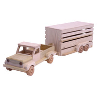 Amish-Made Wooden Pickup & Horse Trailer Toy Set, Unfinished - BIG FRENCHIES