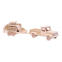 Wooden Toy Pickup Truck and Flatbed Trailer with Skidloader Set - BIG FRENCHIES