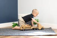Amish-Made Wooden Toy Truck & Low Boy Flatbed Trailer with Bulldozer Set - BIG FRENCHIES