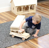Amish-Made Wooden Toy Pickup and Gooseneck Trailer Set - BIG FRENCHIES