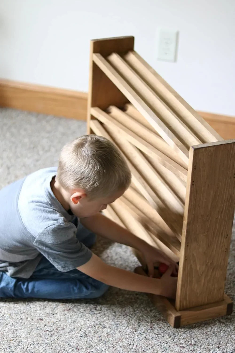 Wooden Ball Roller Racetrack Toy, Amish-Made, with 8 Wooden Balls - BIG FRENCHIES