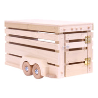 Amish-Made Wooden Horse Trailer Toy, Unfinished Wood - BIG FRENCHIES