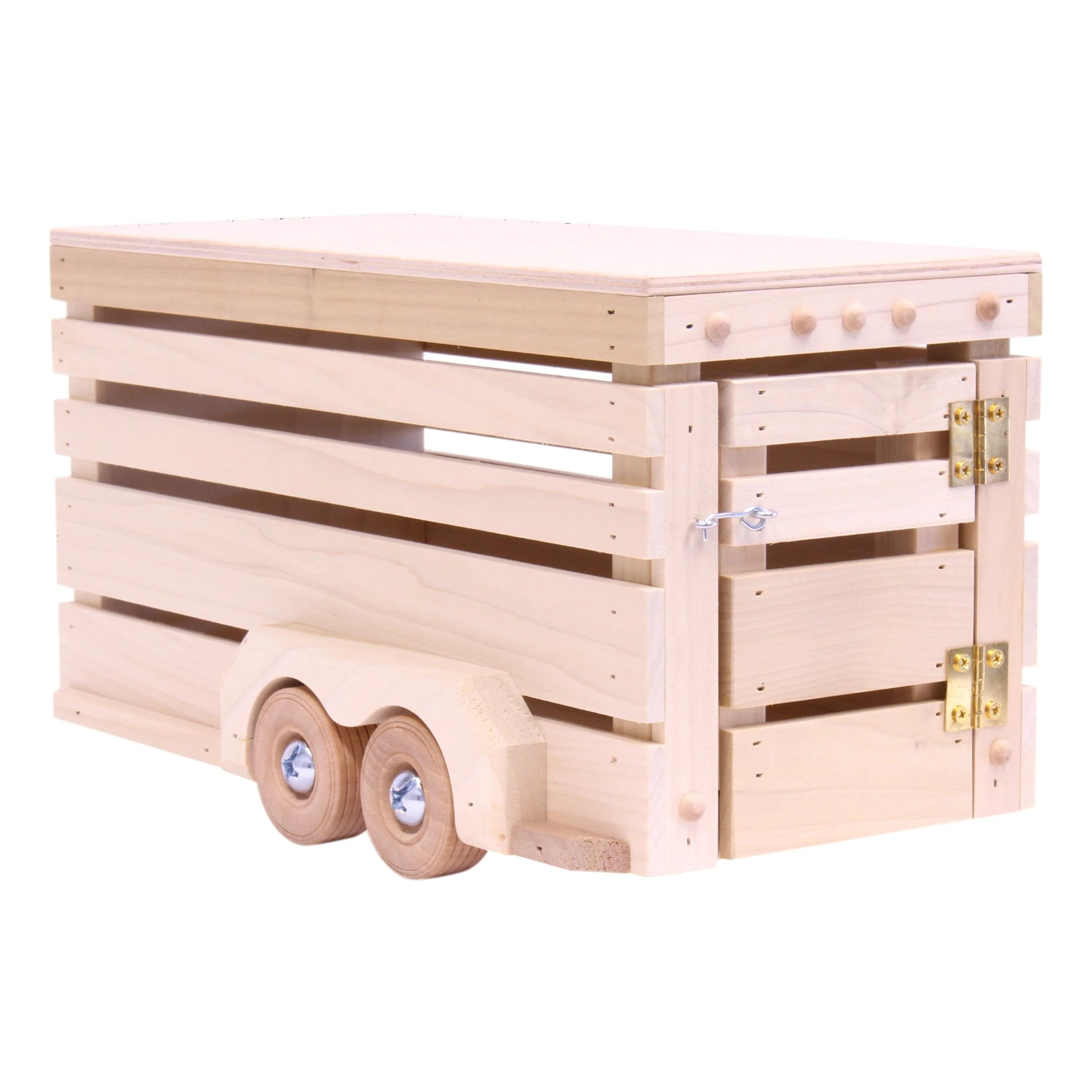 Amish-Made Wooden Horse Trailer Toy, Unfinished Wood - BIG FRENCHIES