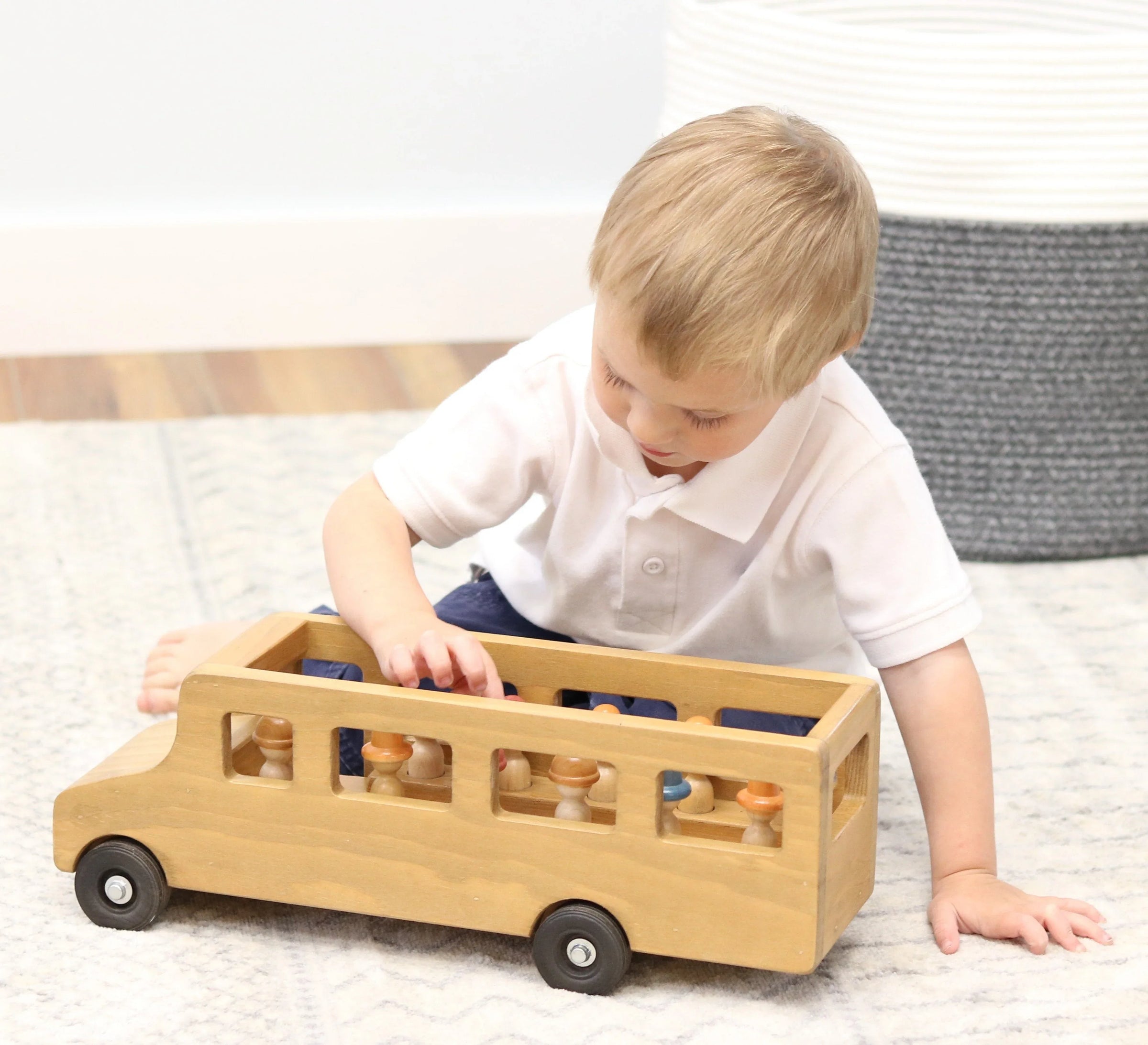 Amish-Made Wooden School Bus Toy, Child Safe Finish - BIG FRENCHIES