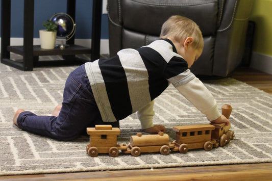 Wooden Toy Train Play Set, 24" Long, Kid-Safe Finish, Amish-Made - BIG FRENCHIES