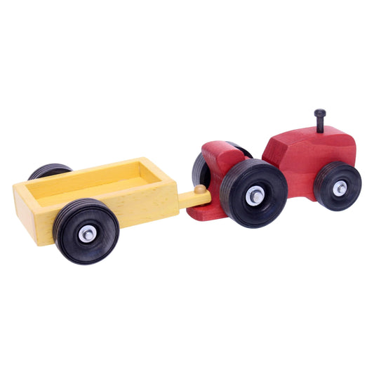 Amish-Made Wooden Small Toy Tractor and Wagon Set - BIG FRENCHIES