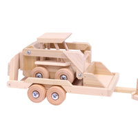 Wooden Toy Pickup Truck and Flatbed Trailer with Skidloader Set - BIG FRENCHIES